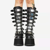 Tube Leather Knight Boot Punk Gothic Classic Black-BS00970-Veeddydropshipping